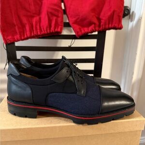 Men's Black and Navy Lace-Up Christian louboutin shoes